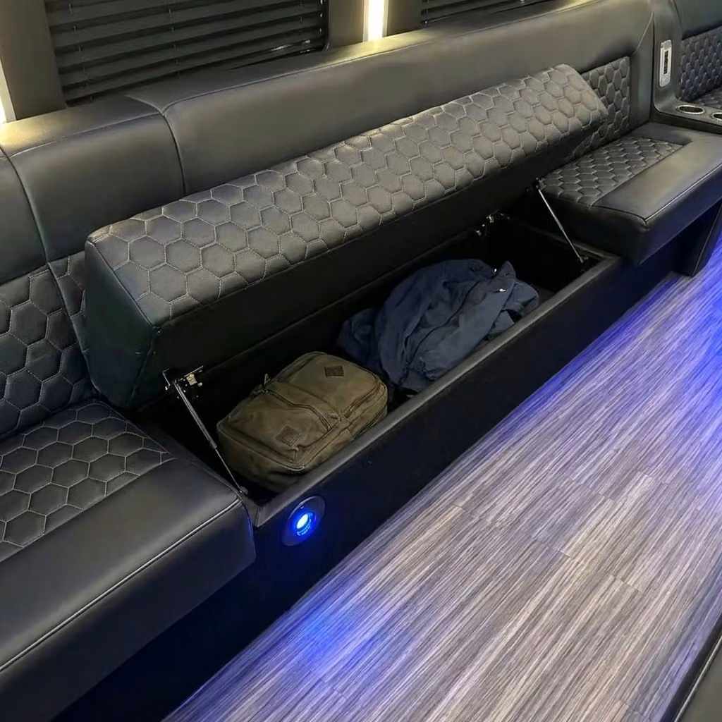 opelika party bus under seat storage